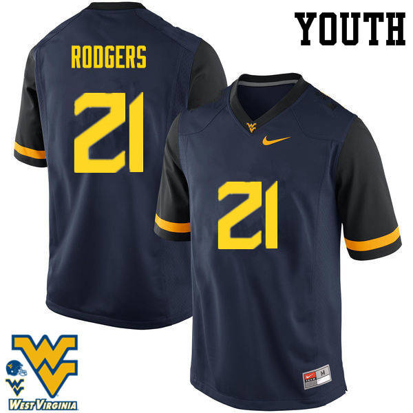 NCAA Youth Ira Errett Rodgers West Virginia Mountaineers Navy #21 Nike Stitched Football College Authentic Jersey RY23H38WT